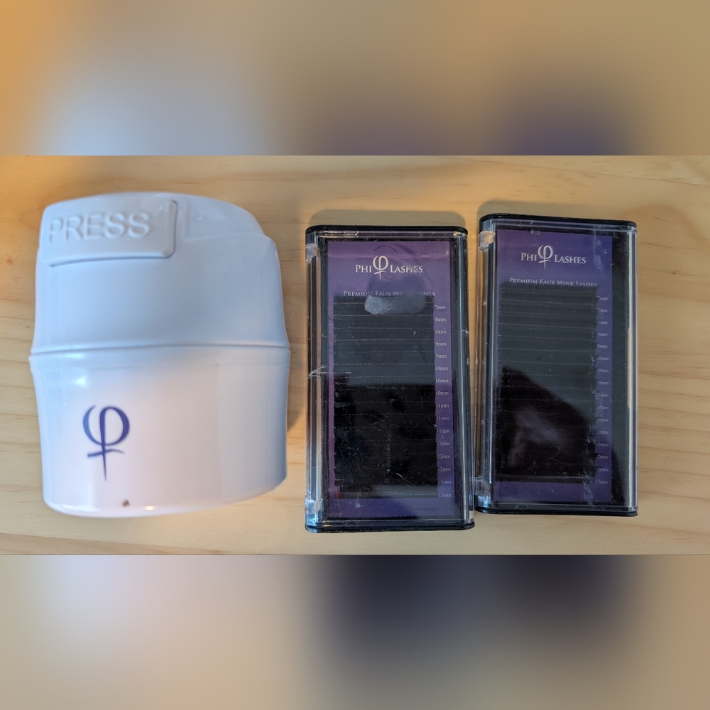 PhiBrows PhiLashes Glue Storage Tank & PhiLashes Black Lash Extensions